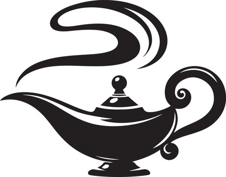  Magic Lamp silhouette icon symbol Arabian coffee tea pot vector