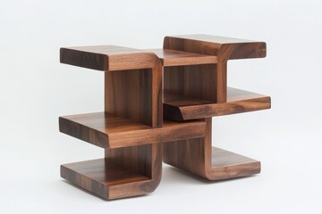 Unique wooden shelf unit, intricate design. Perfect for displaying small items or adding modern flair to any room.