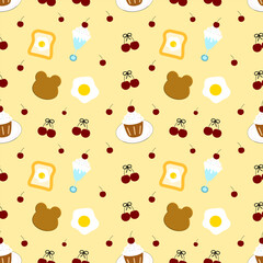 seamless pattern with cup cake and Cherry 