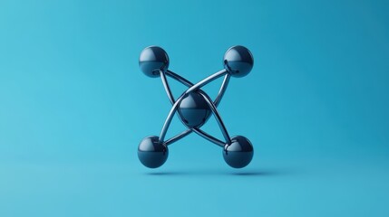 Obraz premium Abstract 3D model of molecule, five dark spheres interconnected. Ideal for science, technology, and network concepts.