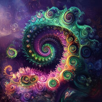 Fototapeta Psychedelic spiral fractal art  cosmic background  digital artwork  for fantasy backgrounds