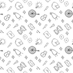 business seamless pattern. doodle startup pattern. business background