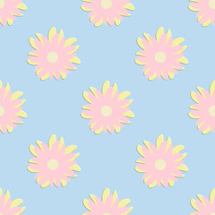 seamless pattern with pink flowers