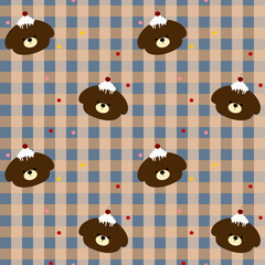 seamless pattern with teddy bears and cake