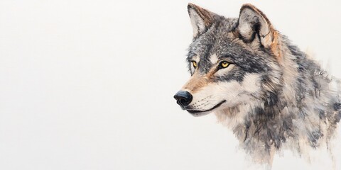 Obraz premium grey wolf on snowy white background