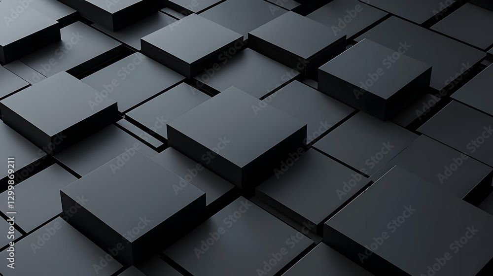 Aufkleber abstract black cubes in geometric pattern with shadows and modern design