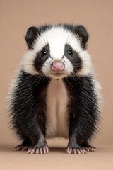 Obraz premium black skunk with brown background