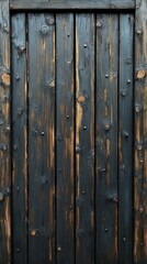 Aged Dark Wooden Door With Vertical Planks