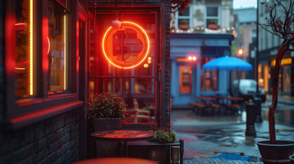 Obraz premium A glowing neon sign mockup for a brand logo concept.