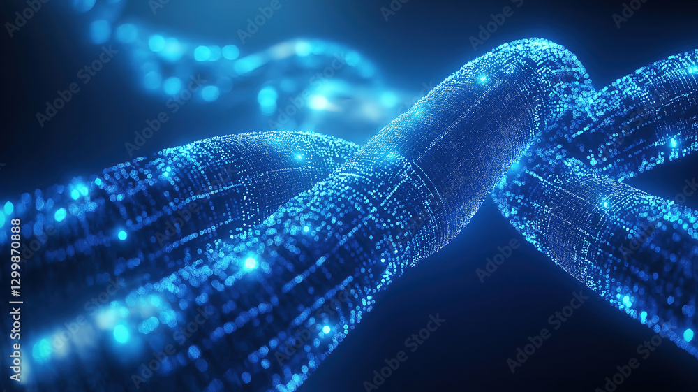 Poster vibrant abstract digital network connection with glowing blue lines and nodes across the background