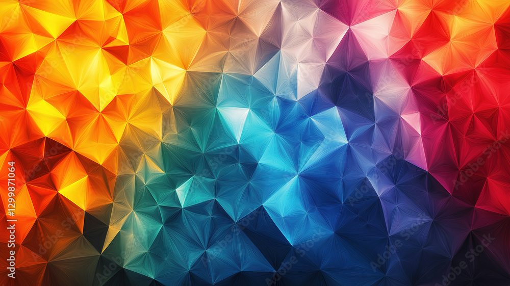 Poster creative abstract design with colorful geometric triangles showcasing modern artistic expression