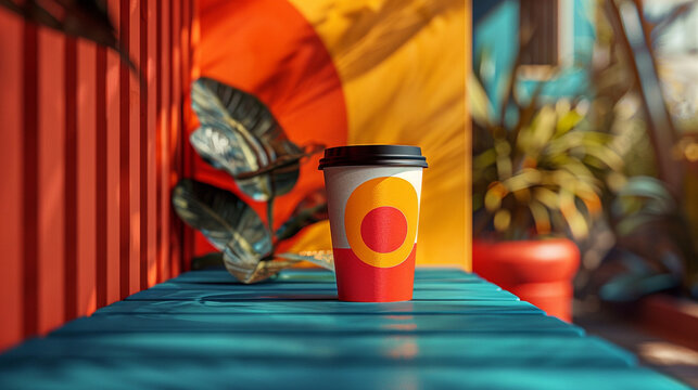 A large-size coffee cup mockup with a bold and striking label.