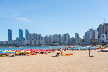 Gwangalli Beach, Busan,South Korea
September ‎24, 2023:
Gwangalli Beach with people relaxing during the summer. 