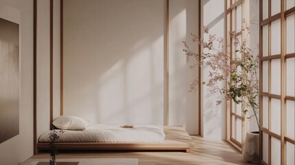 Minimalist Bedroom with Natural Daylight and Sliding Doors