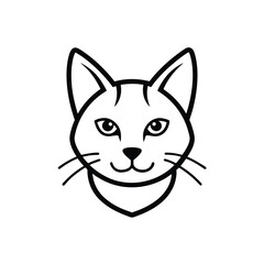 Cat head line art on white background, ideal for logos, tattoos, branding, and pet themed designs.
