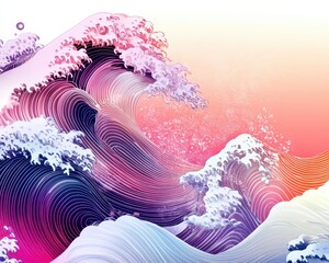 Fototapeta premium Dynamic ocean waves coastal landscape digital artwork vibrant colors aesthetic viewpoint nature concept