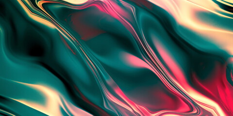 Fluid Swirls of Emerald and Crimson