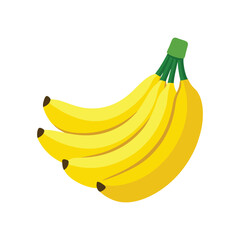 A bunch of ripe yellow bananas with white background