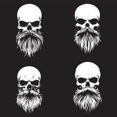 Dark Gothic Skull Collection – Edgy Grunge Horror Vector Set. Perfect for punk rock T-shirts, streetwear designs, and alternative branding.