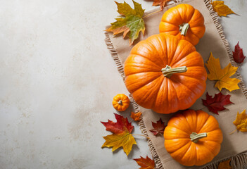 Colorful autumn pumpkin angle pumpkin on the table