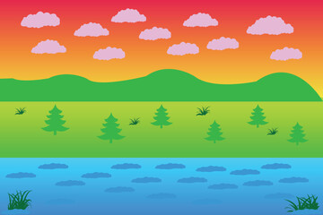 Naklejka premium Editable Mountain Landscape Vector - Scalable Nature Illustration for Design 