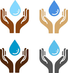 Fototapeta premium Elegant Minimalist Hand and Water Drop Vector Logo