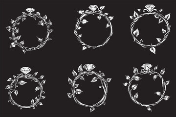 Celtic Diamond Wreath Ring Vector – Elegant Floral Jewelry Illustration. Used for luxury branding, jewelry design concepts, and decorative graphics.
