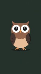 Fototapeta premium brown owl flat illustration minimal modern design