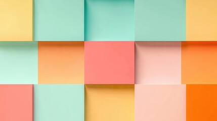 collection of colorful abstract squares in grid pattern on solid background with ample copy space above