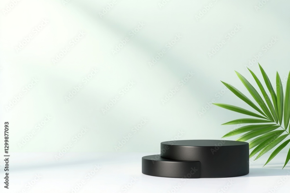 Poster minimalist monochrome podium with matte finishes and smooth edges displayed in clean studio environm