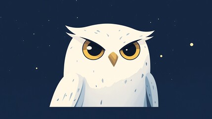 Fototapeta premium snowy white owl, midnight blue, golden eyes