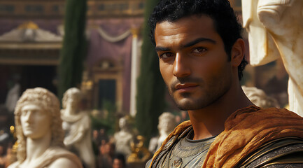 a cinematic still of the roman emperor tiberius,