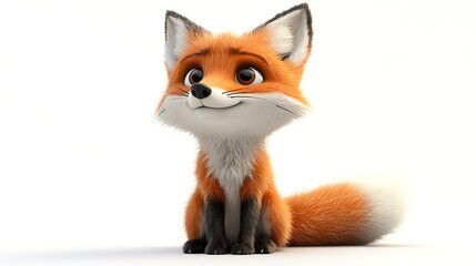 Obraz premium Cute cartoon fox character animation studio digital art whimsical front view