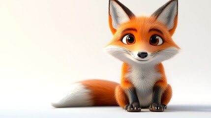 Obraz premium Close-up of a playful animated fox in a charming studio setting
