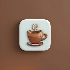 Obraz premium Coffee Cup Icon: A charming coffee cup icon with a steaming aroma, illustrated with a touch of modern aesthetics, perfect for digital interfaces and graphic design. Ai generated image