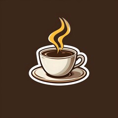 Obraz premium Aromatic Coffee Delight: An illustration capturing a steaming cup of coffee on a saucer, exuding warmth and rich flavor. Ai generated image