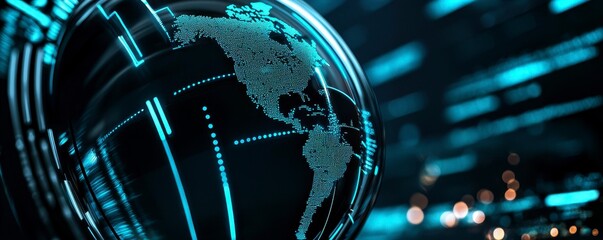 Global Network Data Sphere Digital World Visualization