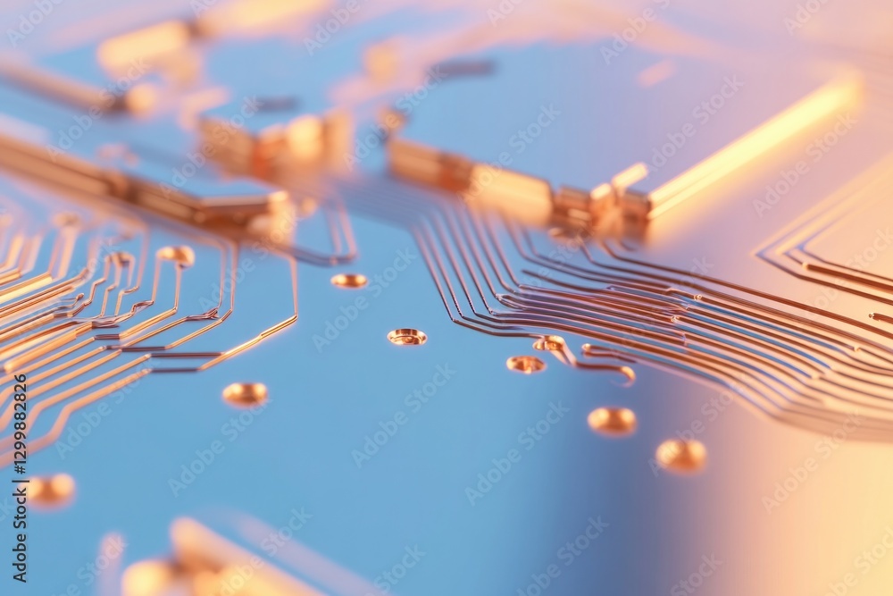 Poster cybercore close-up featuring intricate circuitry patterns highlighting futuristic design elements wi