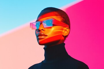 cybercore portrait with blurred background showcasing diversity in race age and gender