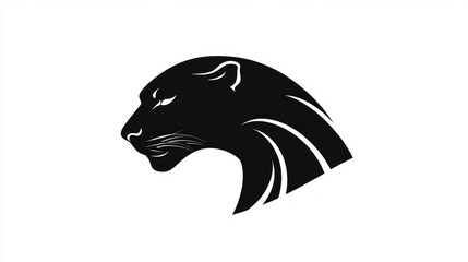 Black panther head profile, elegant design, white background, logo use