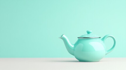 clean and minimalistic photo of single vintage item such as ornate teapot displayed against solid pastel background