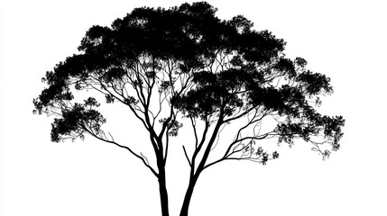 Fototapeta premium Silhouette of a tree against a white sky, nature photography for design