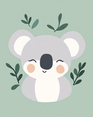 Obraz premium sleepy koala illustration with soft background