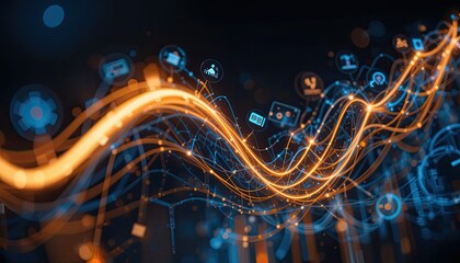 Digital innovation flow technology data visualization abstract environment dynamic concept