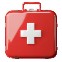Obraz premium Essential Red First Aid Kit with White Cross for Medical Preparedness