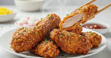 Crispy Korean fried chicken with juicy interior
