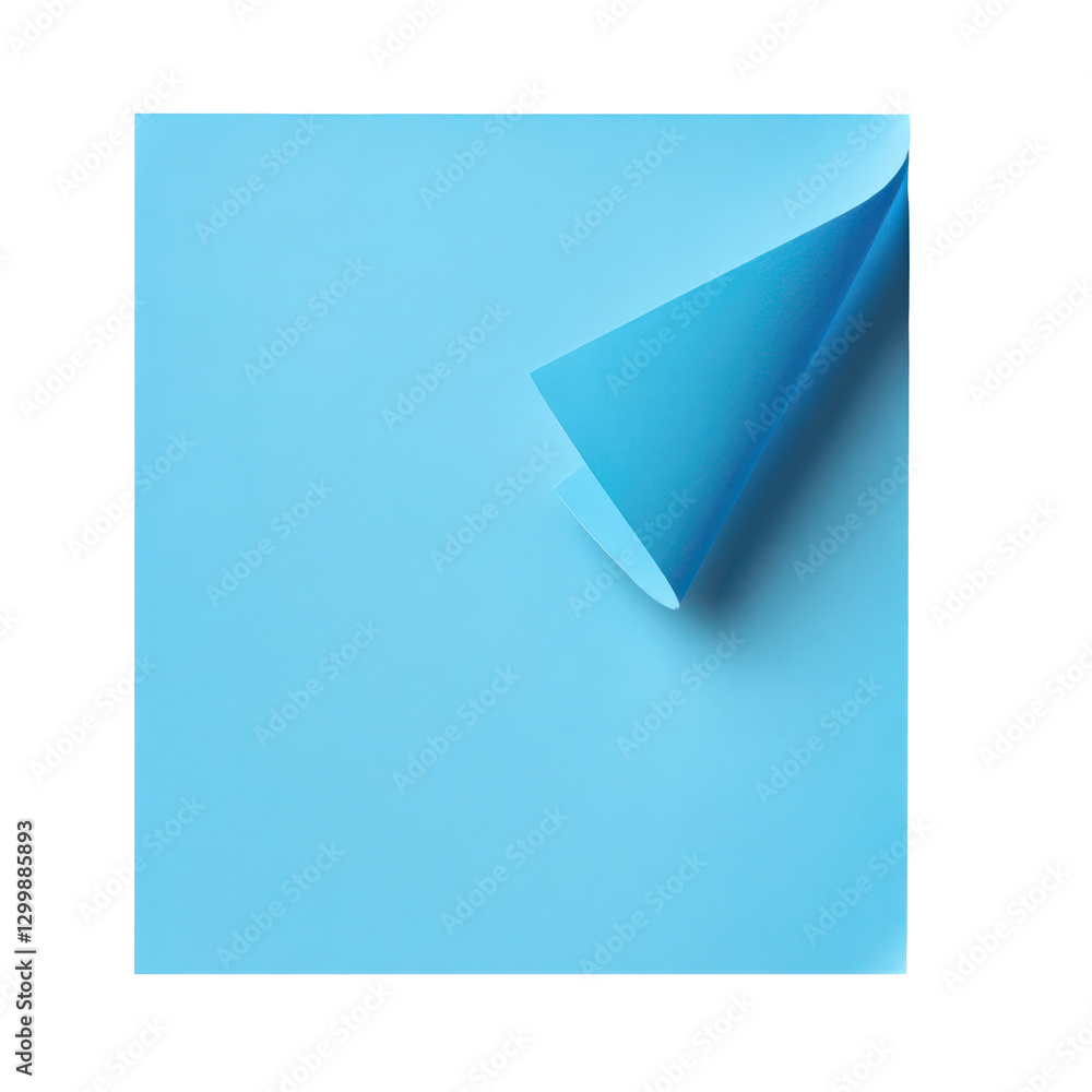 Poster light blue paper with curl corner great for adding your designs on the page