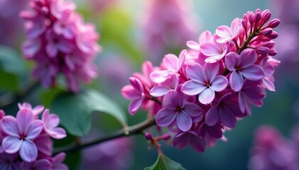 Vibrant purple lilac blossoms in a seamless floral arrangement, texture, beautiful