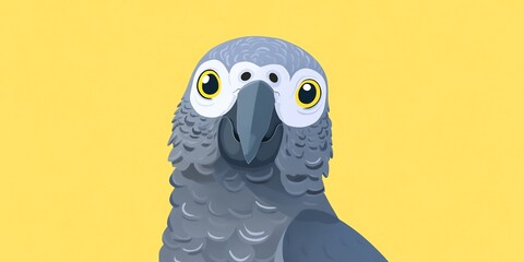 african grey parrot illustration intelligent bird feather details