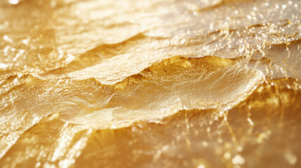 Obraz premium A mesmerizing macro photograph of an abstract golden surface, appearing as if sculpted by liquid forces